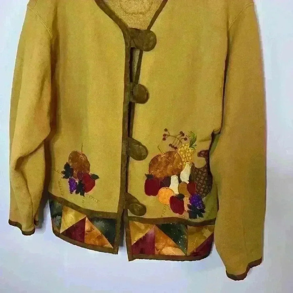 Vintage Comfort Colors Womens Jacket Cardigan Small Suede Buttons Fall Boxy - Picture 3 of 14